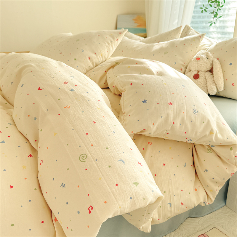 Четири сезона налични малки памучни чаршафи с флорално пране от четири части, шапка за студентско легло от три части, трансгранична, поколение коса