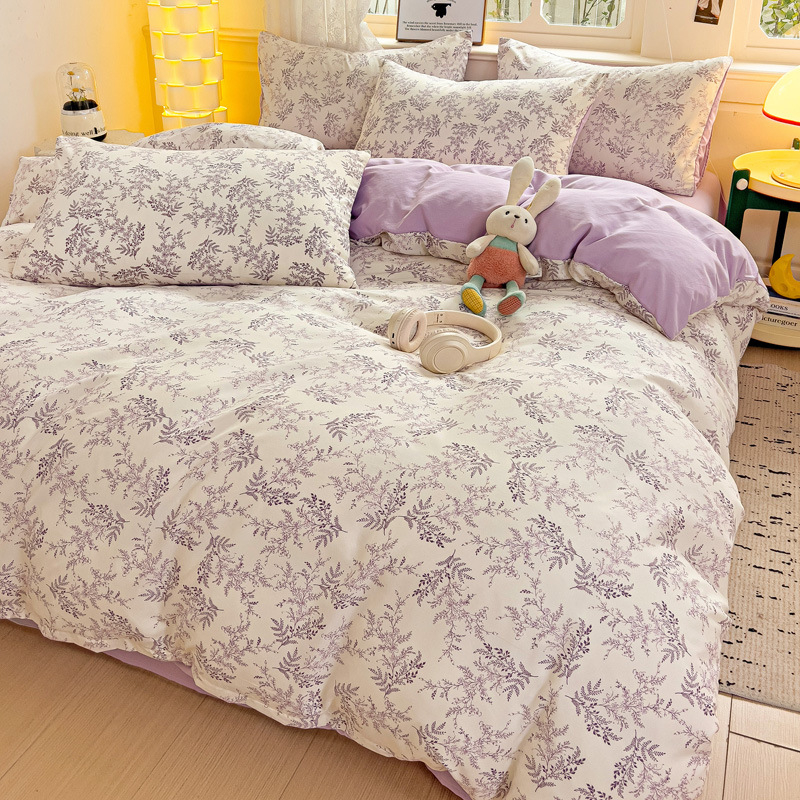 Четири сезона налични малки памучни чаршафи с флорално пране от четири части, шапка за студентско легло от три части, трансгранична, поколение коса