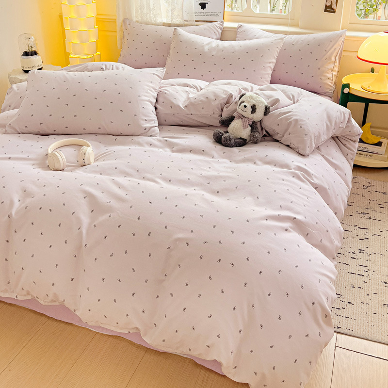 Четири сезона налични малки памучни чаршафи с флорално пране от четири части, шапка за студентско легло от три части, трансгранична, поколение коса