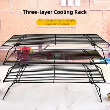 3-kihiline kokkupandav küpsetusrest, koogijahutusrest, leivajahutusrest, küpsiste kuivatusrest, must mittenakkuva jahutusrestiga küpsetamiseks