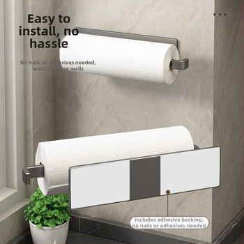 Virtuvinių servetėlių laikiklis, buitinių popierių pakaba, konservavimo plėvelė, ritininio popieriaus laikymo lentynėlė, magnetinė, prie sienos tvirtinama, nepraduriama skudurų lentynėlė