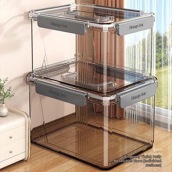 Caurspīdīga mājsaimniecības uzglabāšanas kaste Apģērbs Rotaļlietas Uzkodas Grāmatu uzglabāšanas kaste Liela ietilpība Plastmasas organizēšanas kaste Aizzīmogota kopmītne