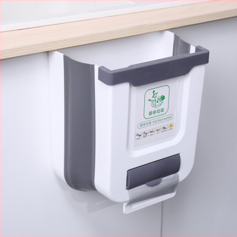 Стенно монтирано кошче за боклук, домакинско сгъваемо висящо кошче за разни неща, кухненски шкаф, без удар, креативно кошче за сортиране на боклук