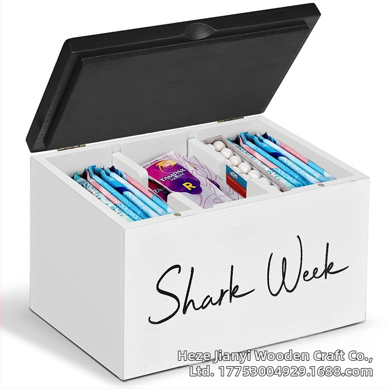 Домашна дървена санитарна кутия за съхранение на памук с превключващо отделение, дървена кутия за съхранение за хол, настолен компютър, памучен тампон, кутия за съхранение от масивна дървесина