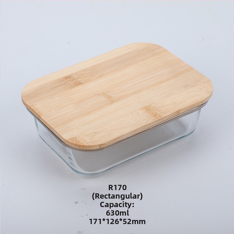 Veľkoobchodná obedárová krabička z bambusového dreva s viečkom z dreva, sklenená krabička na uchovávanie čerstvosti, žiaruvzdorné sklo s vysokým borosilikátovým povrchom, japonská obedárová krabička, mikrovlnná rúra