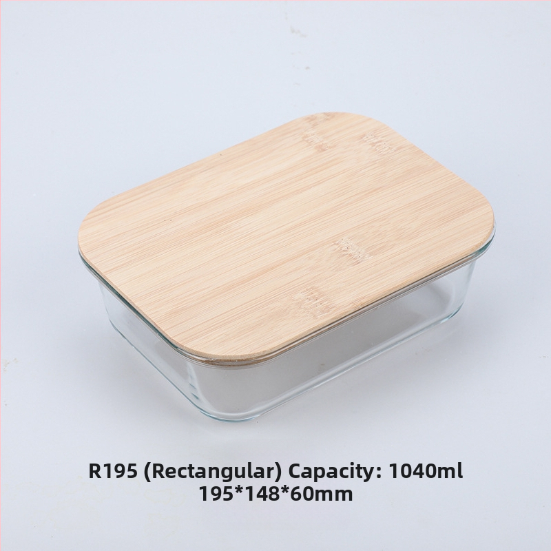 Veľkoobchodná obedárová krabička z bambusového dreva s viečkom z dreva, sklenená krabička na uchovávanie čerstvosti, žiaruvzdorné sklo s vysokým borosilikátovým povrchom, japonská obedárová krabička, mikrovlnná rúra