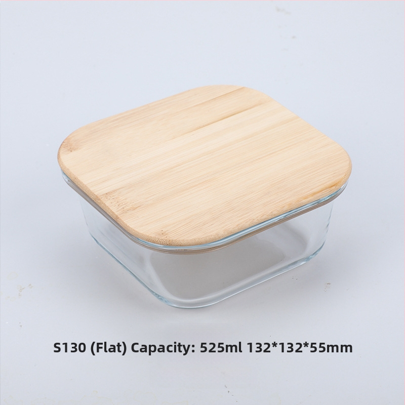 Veľkoobchodná obedárová krabička z bambusového dreva s viečkom z dreva, sklenená krabička na uchovávanie čerstvosti, žiaruvzdorné sklo s vysokým borosilikátovým povrchom, japonská obedárová krabička, mikrovlnná rúra