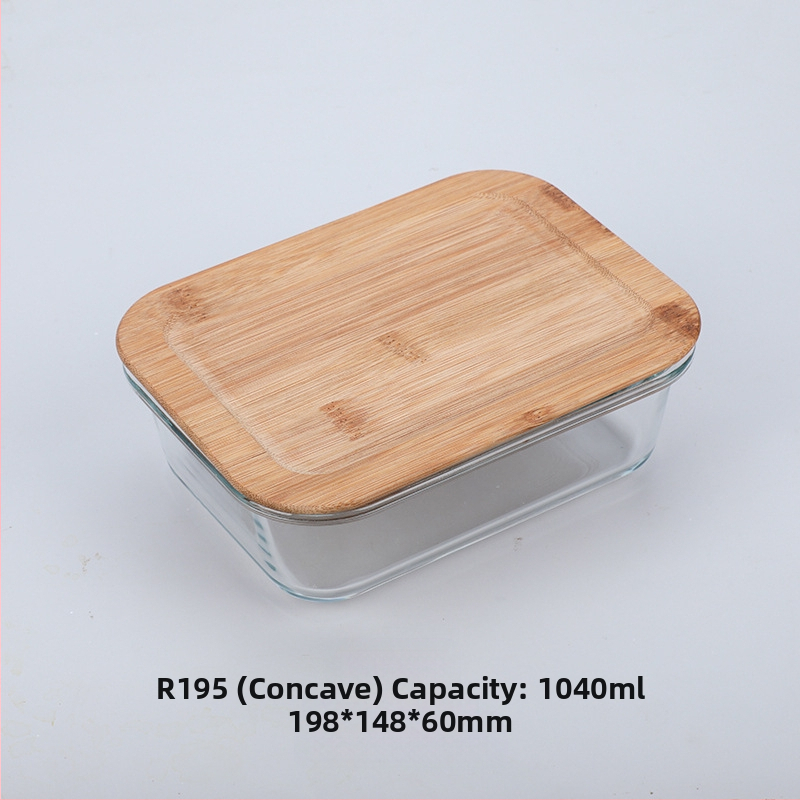 Veľkoobchodná obedárová krabička z bambusového dreva s viečkom z dreva, sklenená krabička na uchovávanie čerstvosti, žiaruvzdorné sklo s vysokým borosilikátovým povrchom, japonská obedárová krabička, mikrovlnná rúra