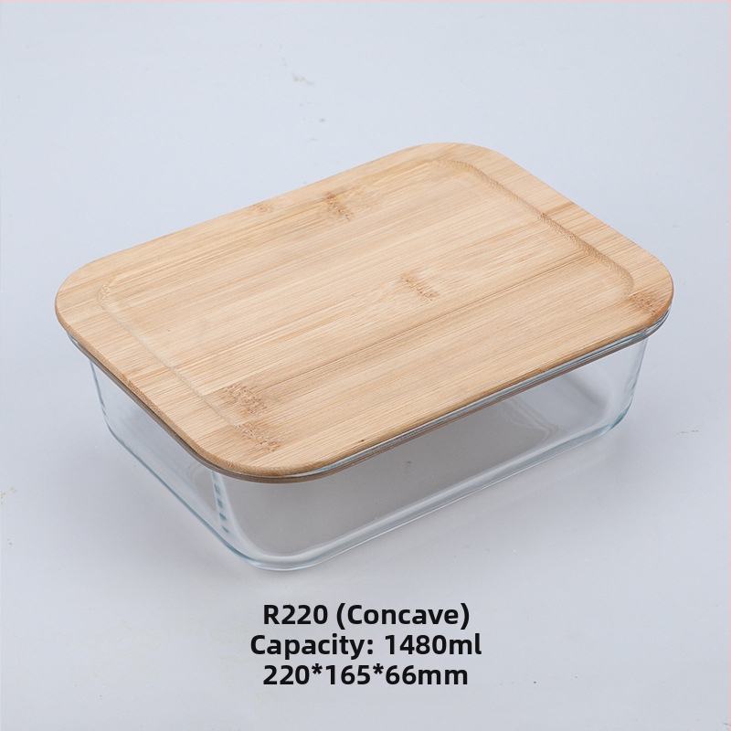Veľkoobchodná obedárová krabička z bambusového dreva s viečkom z dreva, sklenená krabička na uchovávanie čerstvosti, žiaruvzdorné sklo s vysokým borosilikátovým povrchom, japonská obedárová krabička, mikrovlnná rúra
