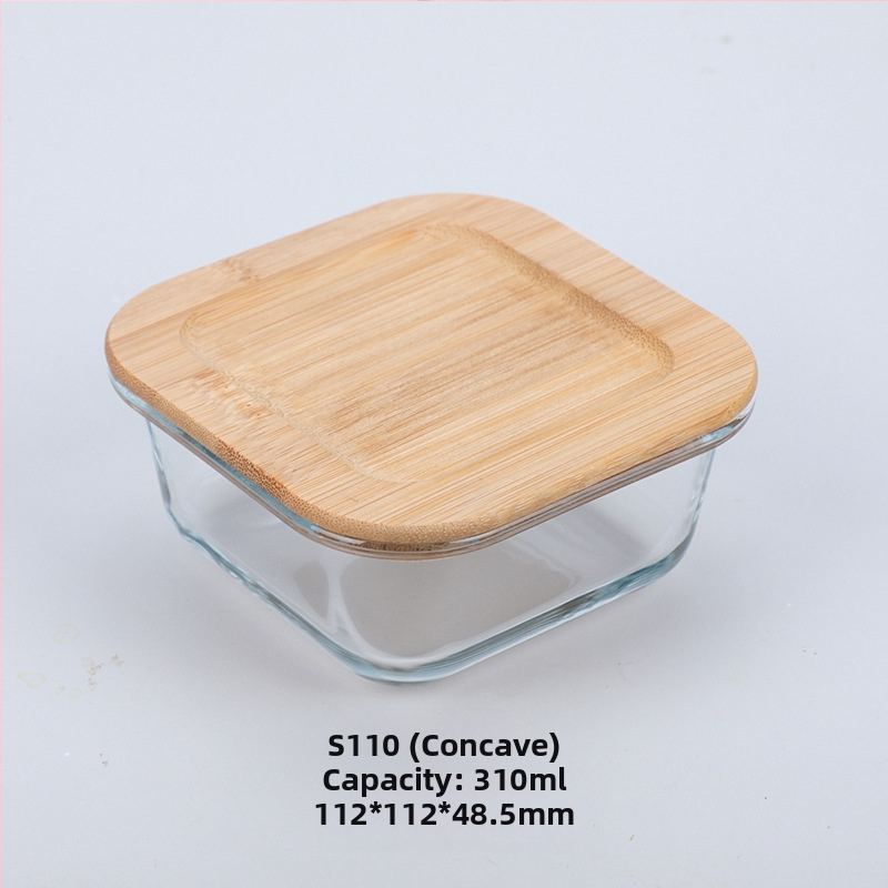 Veľkoobchodná obedárová krabička z bambusového dreva s viečkom z dreva, sklenená krabička na uchovávanie čerstvosti, žiaruvzdorné sklo s vysokým borosilikátovým povrchom, japonská obedárová krabička, mikrovlnná rúra