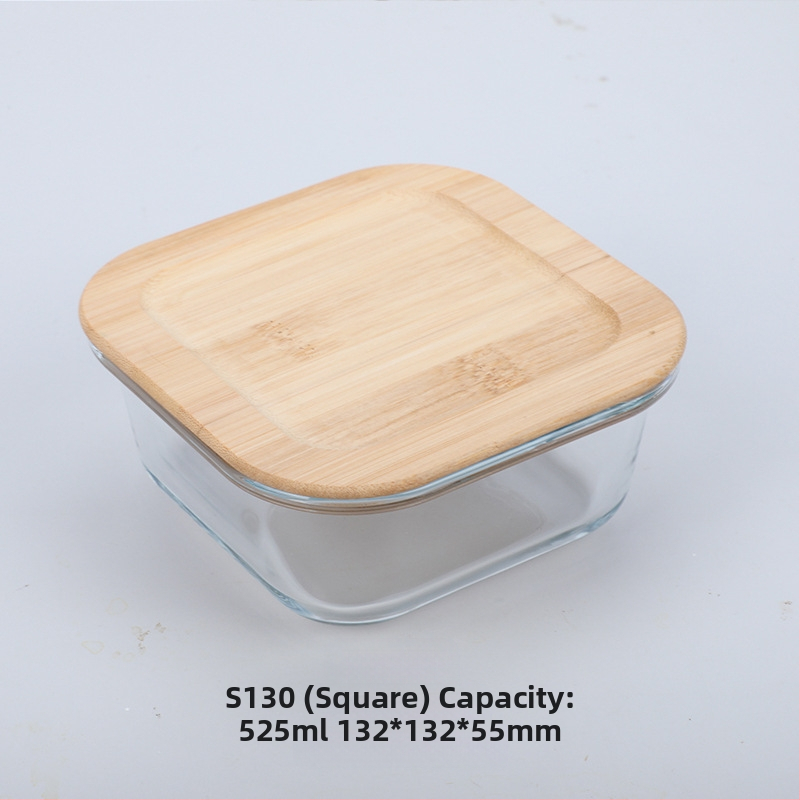 Veľkoobchodná obedárová krabička z bambusového dreva s viečkom z dreva, sklenená krabička na uchovávanie čerstvosti, žiaruvzdorné sklo s vysokým borosilikátovým povrchom, japonská obedárová krabička, mikrovlnná rúra