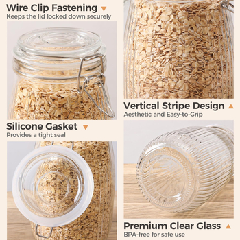 Veľkoobchod so sklenenými uzatvárateľnými nádobami na kuchynské obilie, fľaša na skladovanie fliaš, úložná nádoba na fľaše so zacvakávacím uzáverom, veľkoobchod so zatvárateľnými fľašami na cukríky