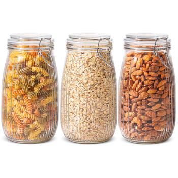 Χονδρικό γυάλινο σφραγισμένο βάζο κουζίνας σιτηρών μπουκάλι αποθήκευσης μπουκαλιών αποθήκευσης snap βάζο αποθήκευσης χονδρικής σφραγισμένο μπουκάλι καραμελών