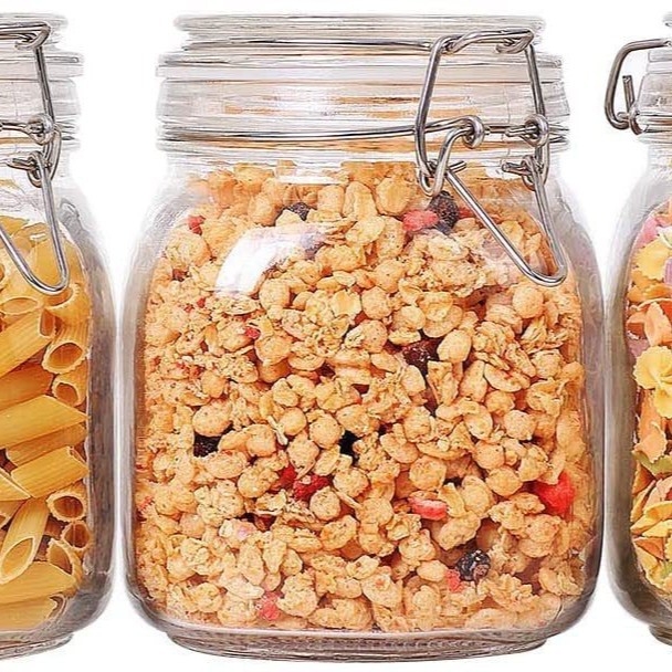 Veľkoobchod so sklenenými uzatvárateľnými nádobami na kuchynské obilie, fľaša na skladovanie fliaš, úložná nádoba na fľaše so zacvakávacím uzáverom, veľkoobchod so zatvárateľnými fľašami na cukríky