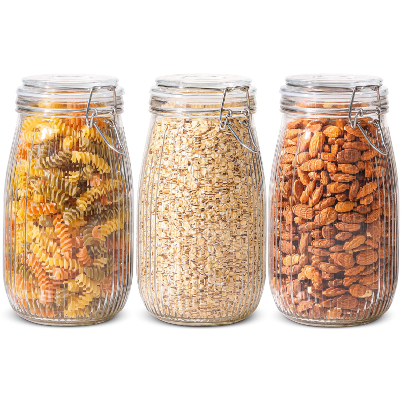 Veľkoobchod so sklenenými uzatvárateľnými nádobami na kuchynské obilie, fľaša na skladovanie fliaš, úložná nádoba na fľaše so zacvakávacím uzáverom, veľkoobchod so zatvárateľnými fľašami na cukríky