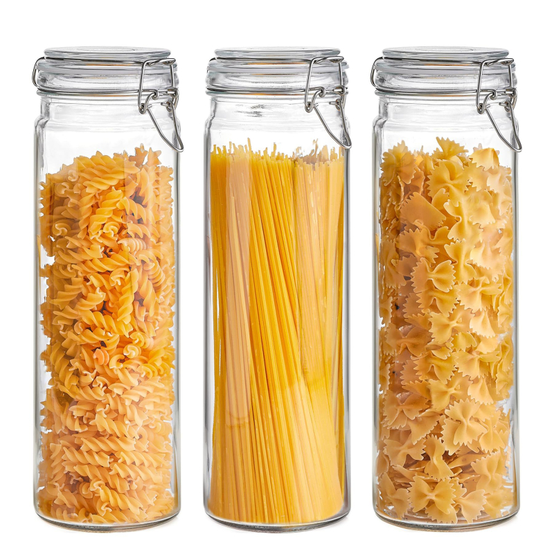 Veľkoobchod so sklenenými uzatvárateľnými nádobami na kuchynské obilie, fľaša na skladovanie fliaš, úložná nádoba na fľaše so zacvakávacím uzáverom, veľkoobchod so zatvárateľnými fľašami na cukríky