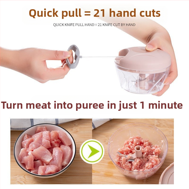 Ръчно издърпвана домакинска многофункционална машина за рязане на зеленчуци, белачка за чесън, кухненска машина за мелене на чесън, машина за готвене, дърпане на чесън, мелачка за зеленчуци на едро