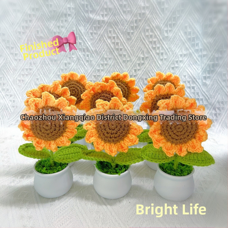 Villast kootud minipoti kaunistus kunstlillede tehase käsitsi valmistatud villast lille autokaunistus valmistoote hulgimüük