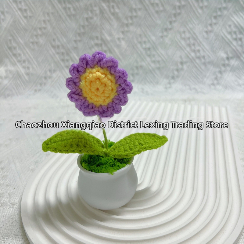 Vilnoniai megzti mini vazonų dekoracijos dirbtinių gėlių fabrikas rankų darbo vilnonių gėlių automobilių dekoravimas gatavų gaminių didmeninė prekyba