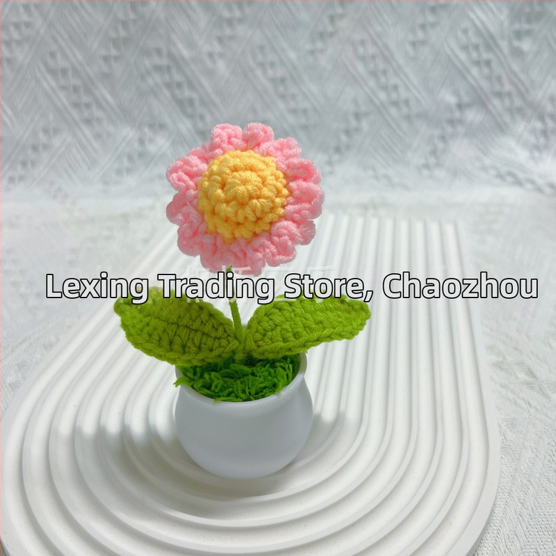 Vilnoniai megzti mini vazonų dekoracijos dirbtinių gėlių fabrikas rankų darbo vilnonių gėlių automobilių dekoravimas gatavų gaminių didmeninė prekyba