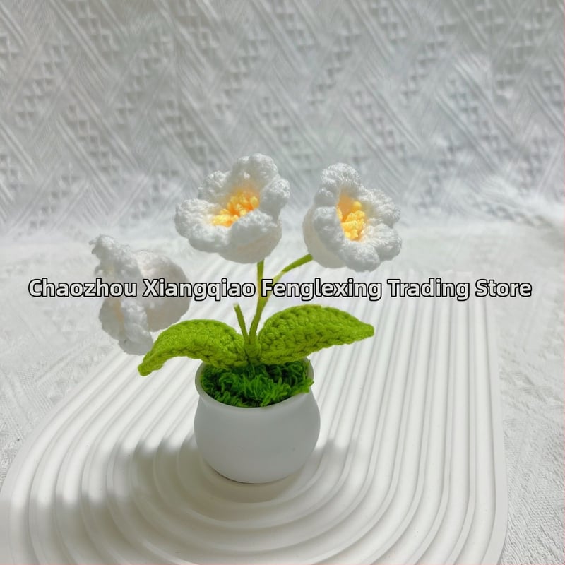 Vilnoniai megzti mini vazonų dekoracijos dirbtinių gėlių fabrikas rankų darbo vilnonių gėlių automobilių dekoravimas gatavų gaminių didmeninė prekyba