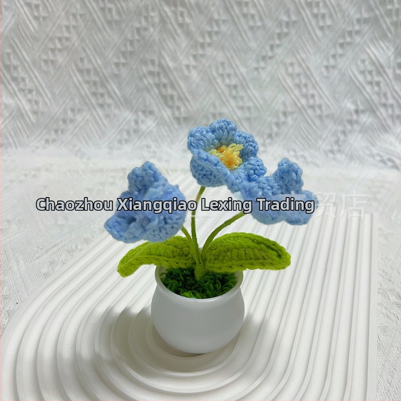 Vilnoniai megzti mini vazonų dekoracijos dirbtinių gėlių fabrikas rankų darbo vilnonių gėlių automobilių dekoravimas gatavų gaminių didmeninė prekyba