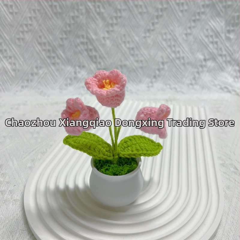 Vilnoniai megzti mini vazonų dekoracijos dirbtinių gėlių fabrikas rankų darbo vilnonių gėlių automobilių dekoravimas gatavų gaminių didmeninė prekyba