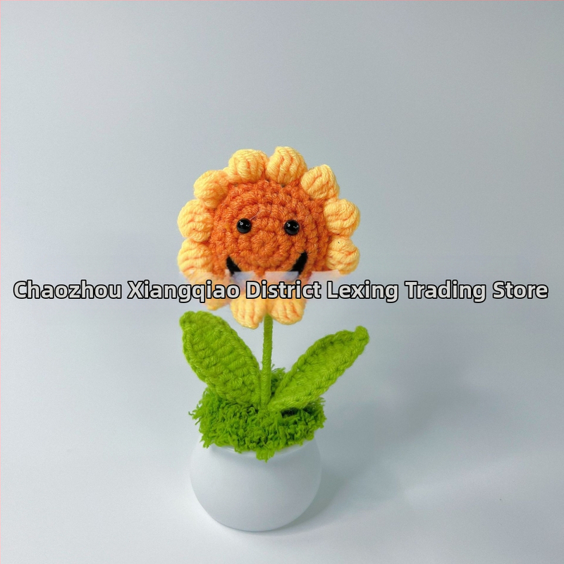 Vilnoniai megzti mini vazonų dekoracijos dirbtinių gėlių fabrikas rankų darbo vilnonių gėlių automobilių dekoravimas gatavų gaminių didmeninė prekyba