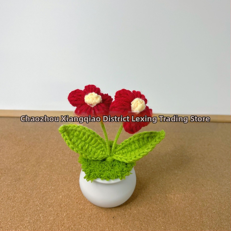 Vilnoniai megzti mini vazonų dekoracijos dirbtinių gėlių fabrikas rankų darbo vilnonių gėlių automobilių dekoravimas gatavų gaminių didmeninė prekyba