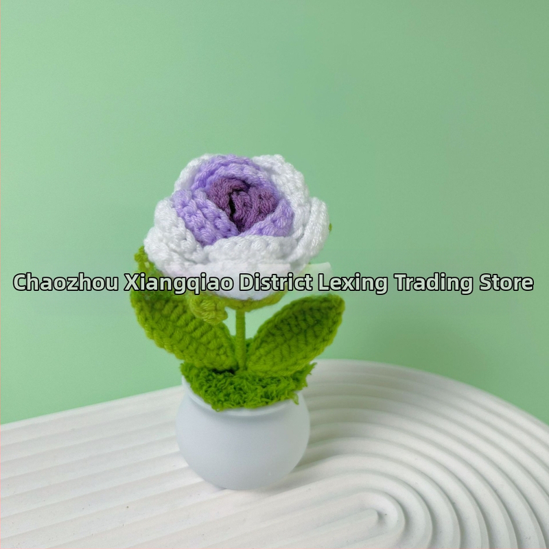 Vilnoniai megzti mini vazonų dekoracijos dirbtinių gėlių fabrikas rankų darbo vilnonių gėlių automobilių dekoravimas gatavų gaminių didmeninė prekyba