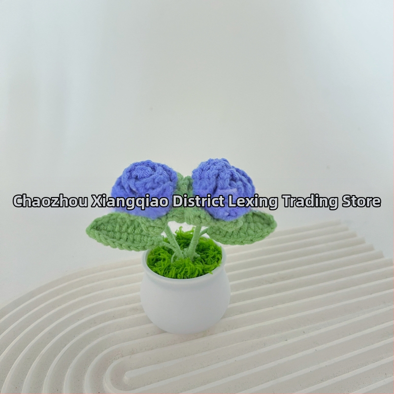 Vilnoniai megzti mini vazonų dekoracijos dirbtinių gėlių fabrikas rankų darbo vilnonių gėlių automobilių dekoravimas gatavų gaminių didmeninė prekyba