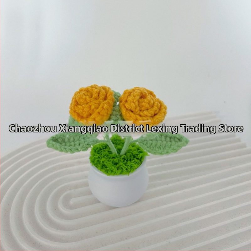Vilnoniai megzti mini vazonų dekoracijos dirbtinių gėlių fabrikas rankų darbo vilnonių gėlių automobilių dekoravimas gatavų gaminių didmeninė prekyba