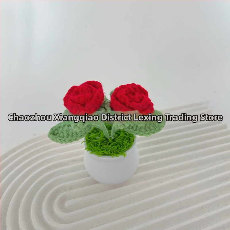 Vilnoniai megzti mini vazonų dekoracijos dirbtinių gėlių fabrikas rankų darbo vilnonių gėlių automobilių dekoravimas gatavų gaminių didmeninė prekyba