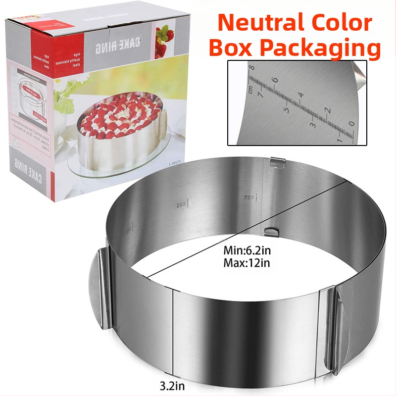 Koogivorm roostevabast terasest teleskoop-vahurõngas reguleeritav 6-12 tolli Melaleuca koogivormi koogiserv