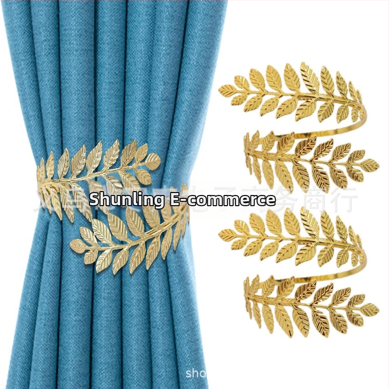 2 броя леки луксозни завеси с катарама, без перфоратор, клонка от пшеница, каишка за уши, висок клас, креативна каишка за завеси, въже за завеси