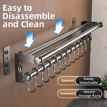 Neperforuojamas peilių laikiklis, 304 nerūdijančio plieno laikymo lentynėlė, virtuvės kabliukas, puodo užvalkalas, pjaustymo lentelė, plastikinės plėvelės servetėlių laikiklis