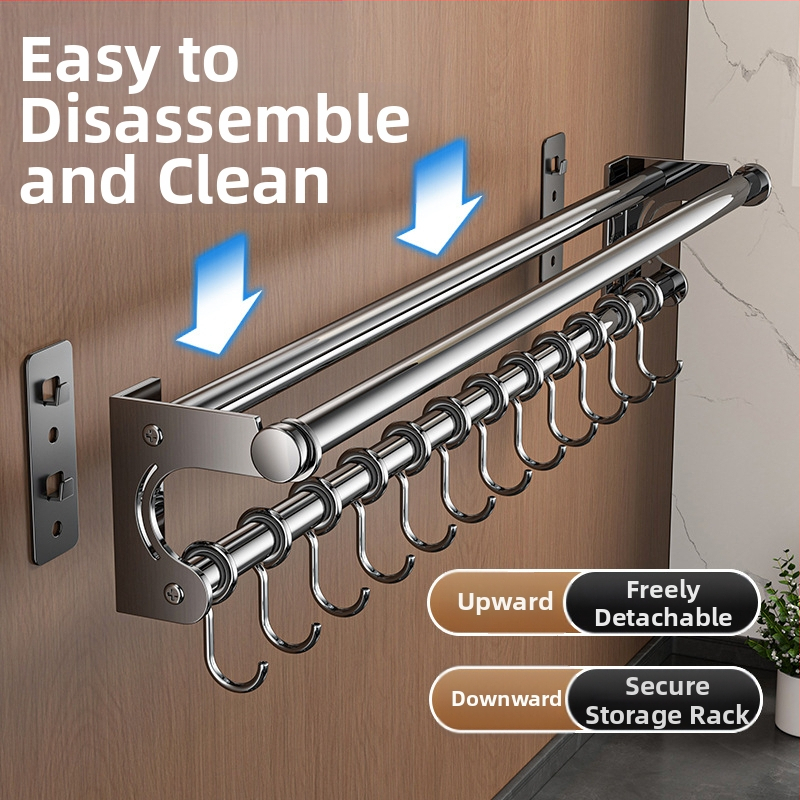 Поставка за съхранение на ножове без перфоратор, поставка за съхранение от неръждаема стомана 304, кухненска кука, капак за тенджера, дъска за рязане, пластмасово фолио, държач за тъкани