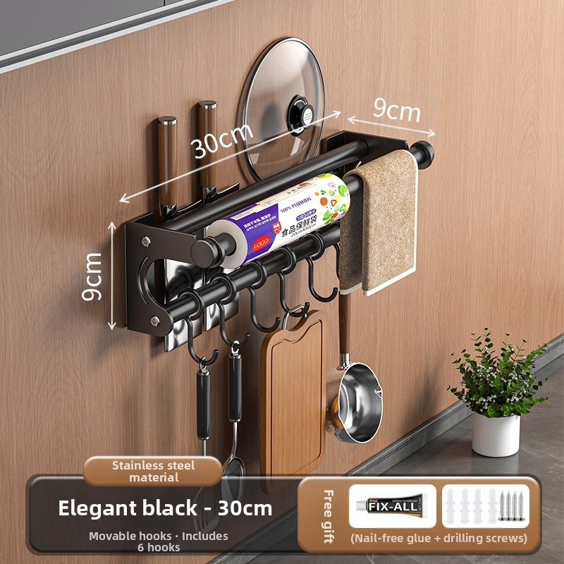 Neperforuojamas peilių laikiklis, 304 nerūdijančio plieno laikymo lentynėlė, virtuvės kabliukas, puodo užvalkalas, pjaustymo lentelė, plastikinės plėvelės servetėlių laikiklis