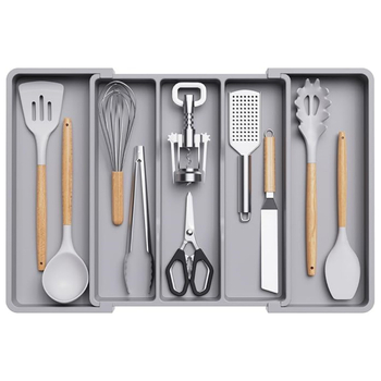 Διασυνοριακό νέο φινίρισμα οικιακής χρήσης TEMU με επεκτεινόμενο δίσκο σκευών, κουτί αποθήκευσης επιτραπέζιων σκευών με επέκταση