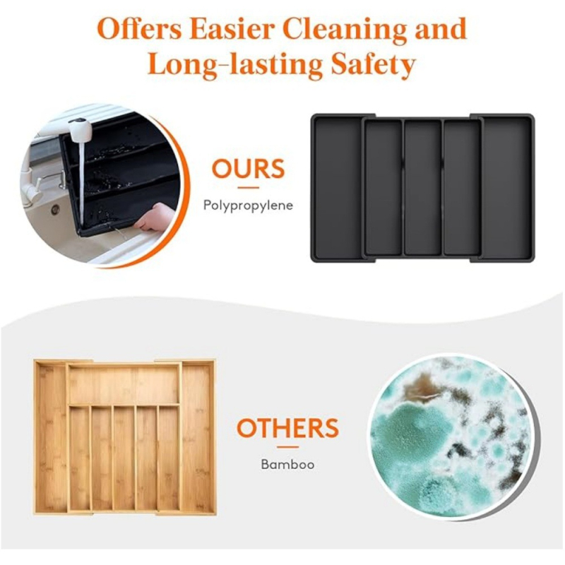 Cutie de depozitare extensibilă pentru tacâmuri, TEMU, pentru uz casnic, cu finisaje noi