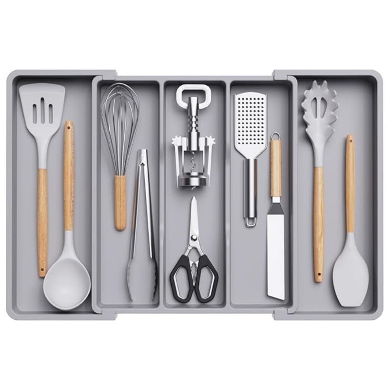 Διασυνοριακό νέο φινίρισμα οικιακής χρήσης TEMU με επεκτεινόμενο δίσκο σκευών, κουτί αποθήκευσης επιτραπέζιων σκευών με επέκταση