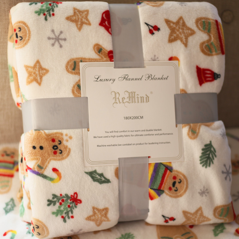 Ziemassvētku sega Piparkūku vīriņš Biroja snaudu sega Dāvanu sega Piena flīsa flaneļa palagi Flīsa sega Dīvāna sega