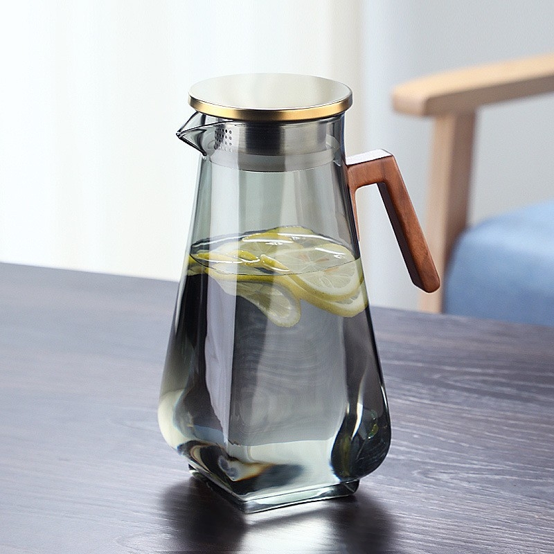 Prabangaus stiliaus stiklinių ąsočių rinkinys namams su rankena įkurtuvėms