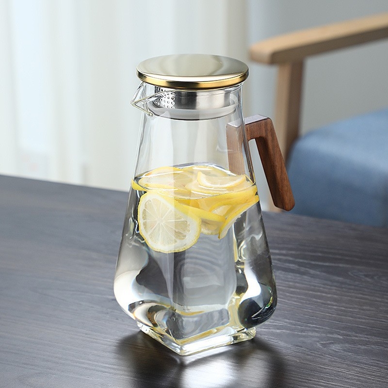 Prabangaus stiliaus stiklinių ąsočių rinkinys namams su rankena įkurtuvėms