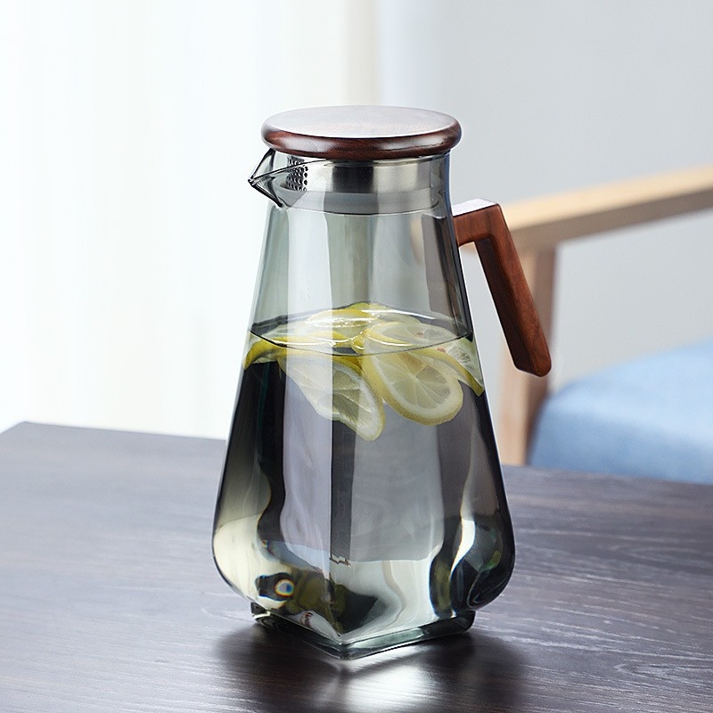 Prabangaus stiliaus stiklinių ąsočių rinkinys namams su rankena įkurtuvėms