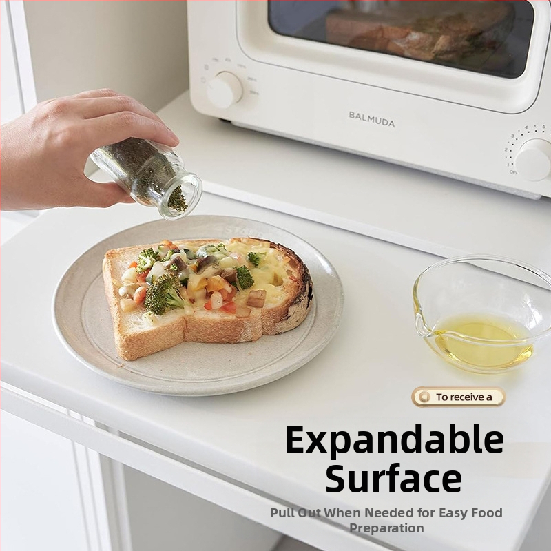 Кухненска стойка за съхранение на микровълнова фурна, долна издърпваща се кошница за артефакти, скоба за фурна, преграда с издърпване, стойка за тенджери, купа