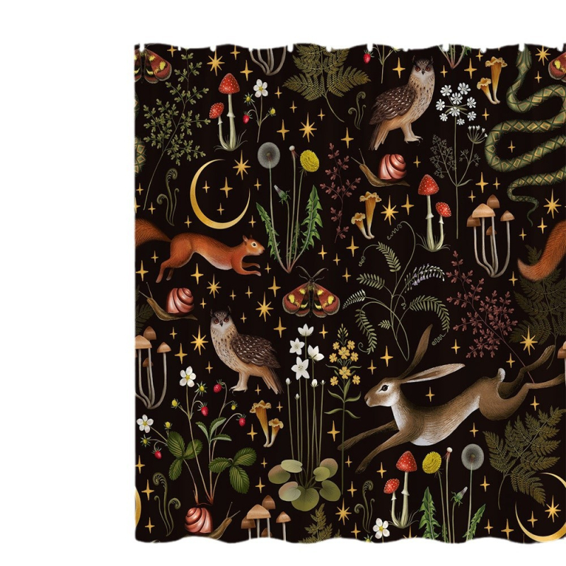 Vintage seenekujuline dušikardin, looduslik mets, liblikas, taim, lill, must, veekindel, vannitoa kaunistuskonks