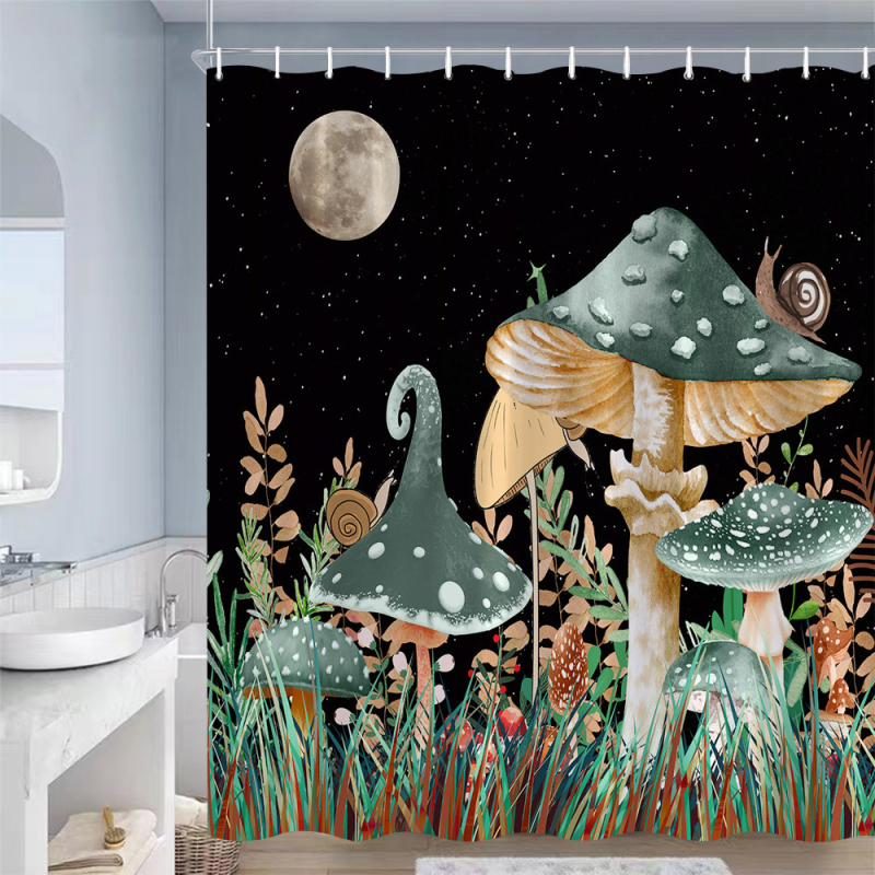 Vintage seenekujuline dušikardin, looduslik mets, liblikas, taim, lill, must, veekindel, vannitoa kaunistuskonks