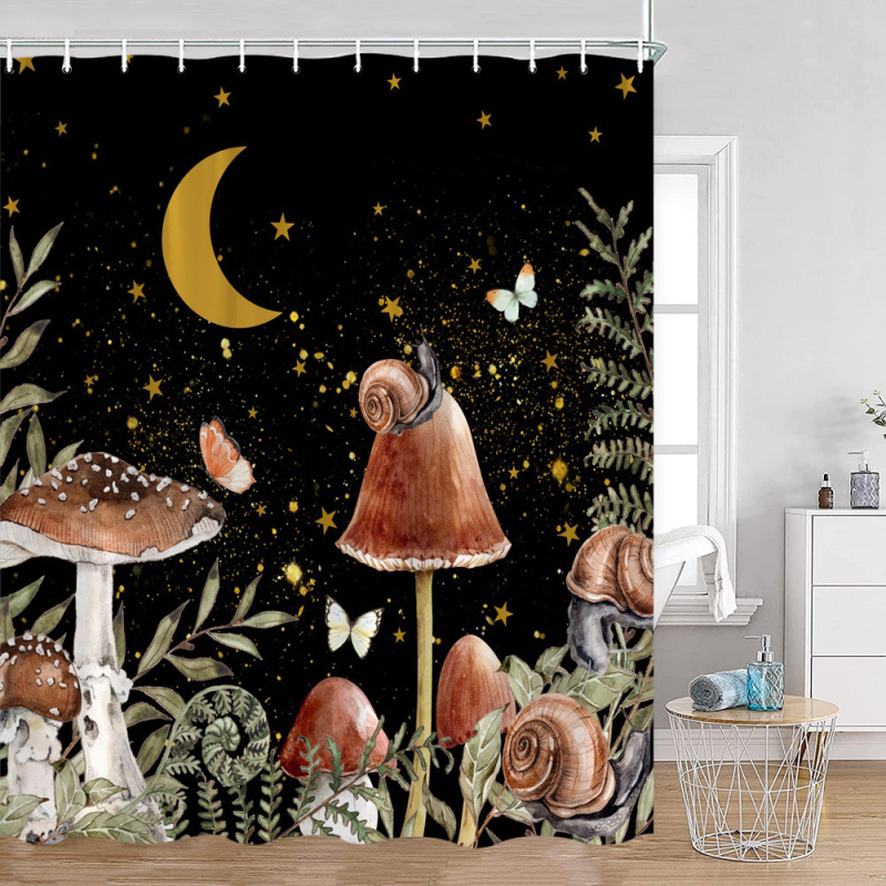 Vintage seenekujuline dušikardin, looduslik mets, liblikas, taim, lill, must, veekindel, vannitoa kaunistuskonks