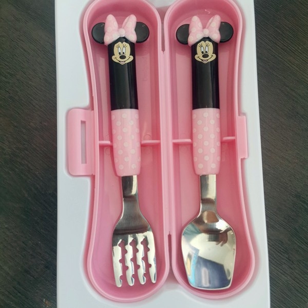 „Disney“ stalo įrankiai su dėžute, vaikiški šaukšteliai, kūdikių stalo šaukšteliai, 304 nerūdijančio plieno, nešiojamas krepšys